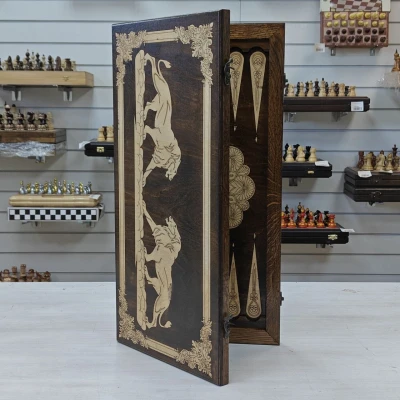 Нарды деревянные Львы подарочные большие