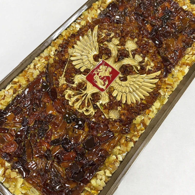 Нарды из янтаря Герб РФ эксклюзивные большие 60 см