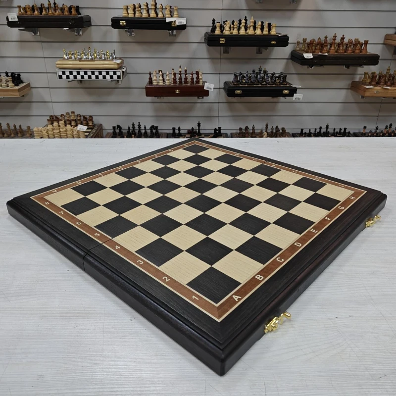 Шахматная доска складная, турнирная, ручной работы из моренного дуба 50 см