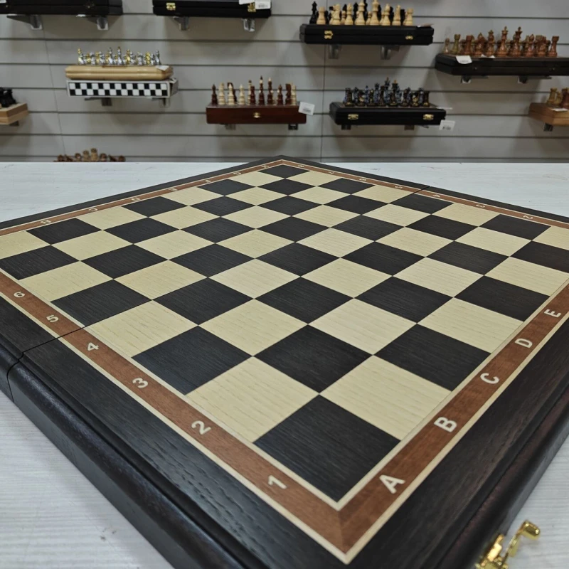 Шахматная доска складная, турнирная, ручной работы из моренного дуба 50 см