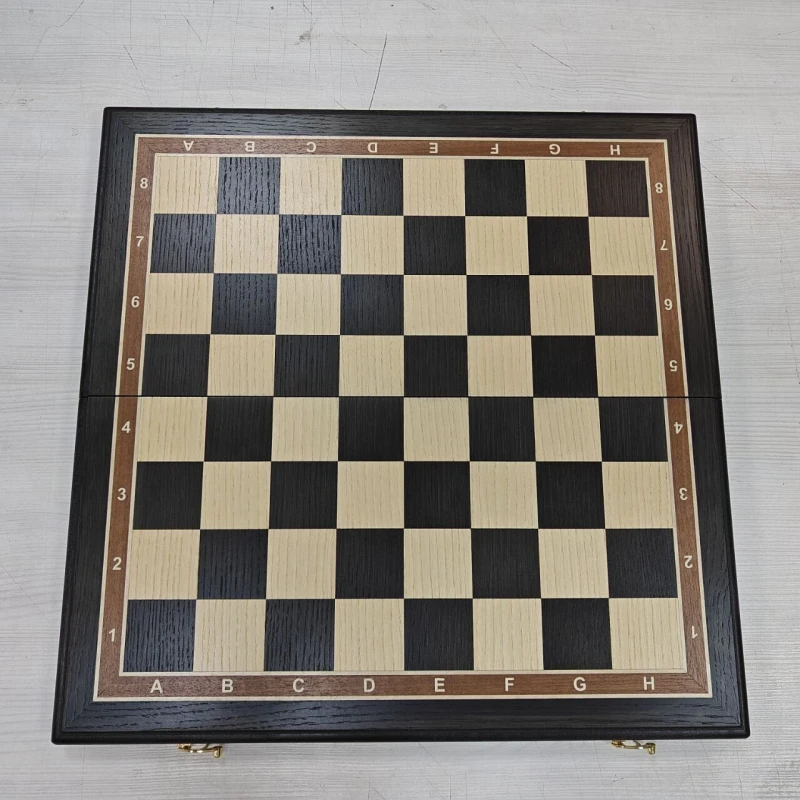 Шахматная доска складная, турнирная, ручной работы из моренного дуба 50 см