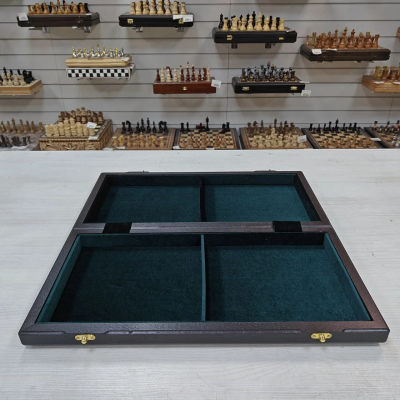 Шахматная доска складная, турнирная, ручной работы из моренного дуба 50 см