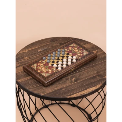 Нарды деревянные Красный узор малые 40 на 40 см