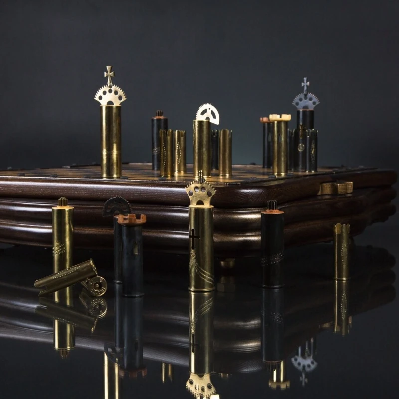 Шахматы Стимпанк из оружейных гильз